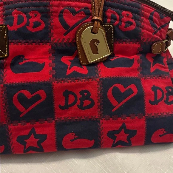 VTG Dooney & Bourke Red & Blue novelty canvas patchwork shoulder handbag NWT - Picture 15 of 15
